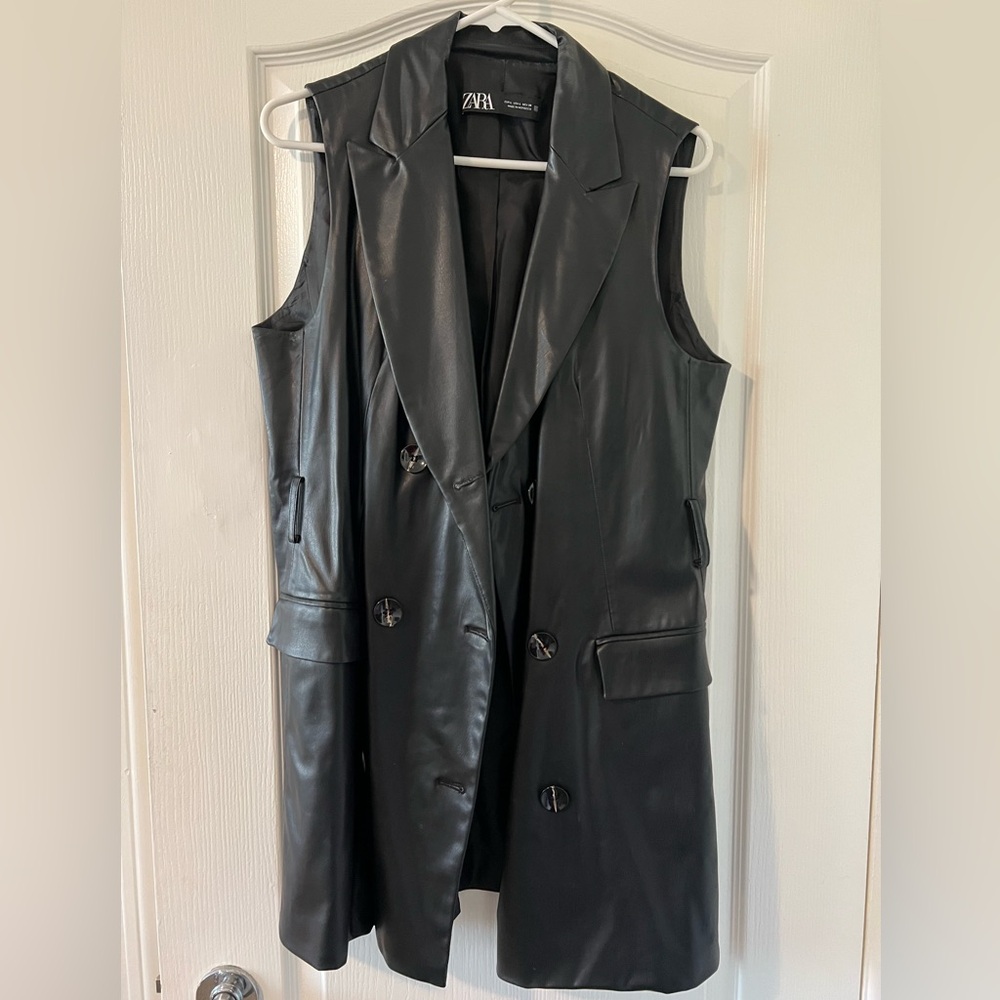 Zara leather button vest